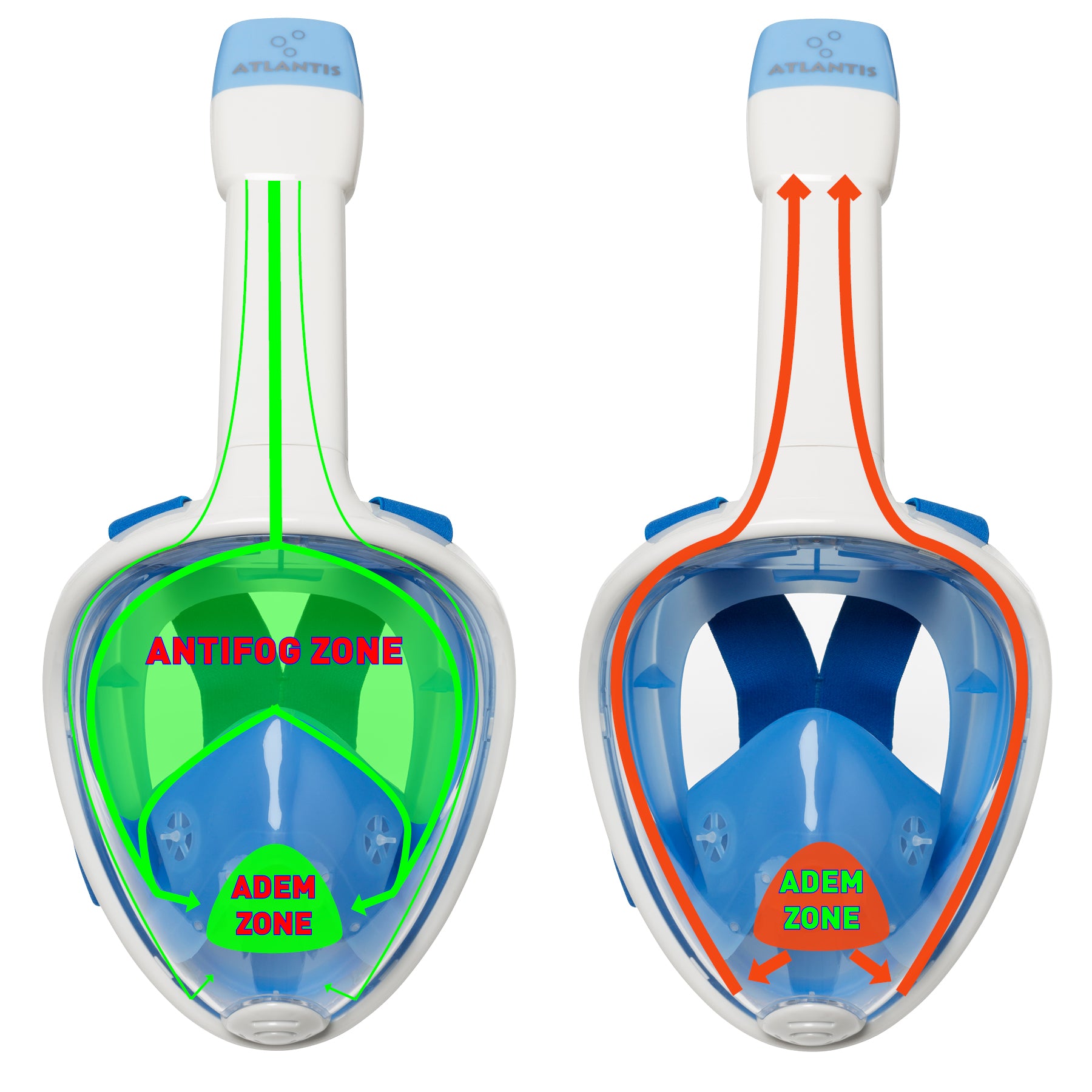 Atlantis Full Face Mask L/XL Senior Snorkelmasker - White/Blue