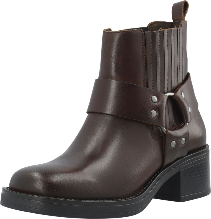 Cashott CASRIKKE Chelsea Biker Boot Pull Up Leather Coffee