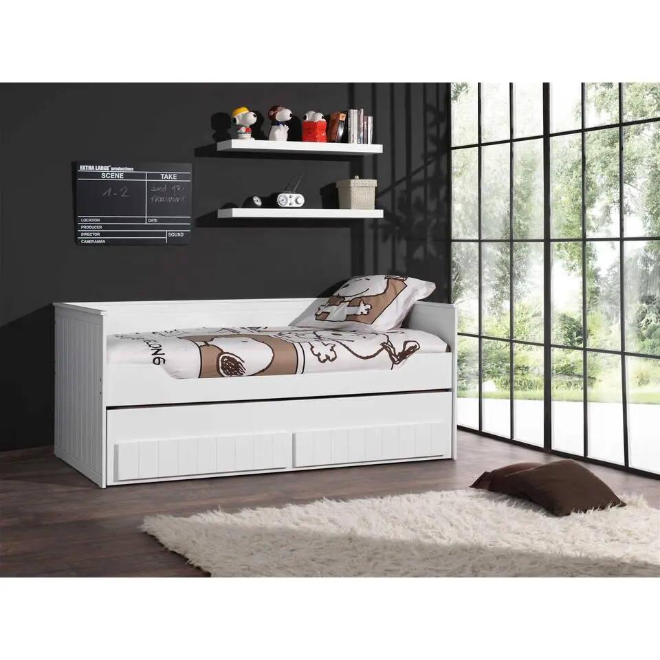 Bedbank Robin 90x200cm met onderschuifbed - wit
