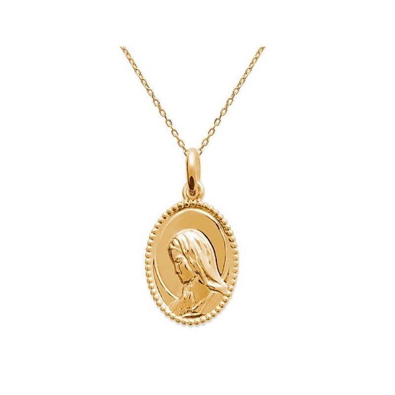 Collier médaille de la vierge Marie Plaqué OR 750 3 microns