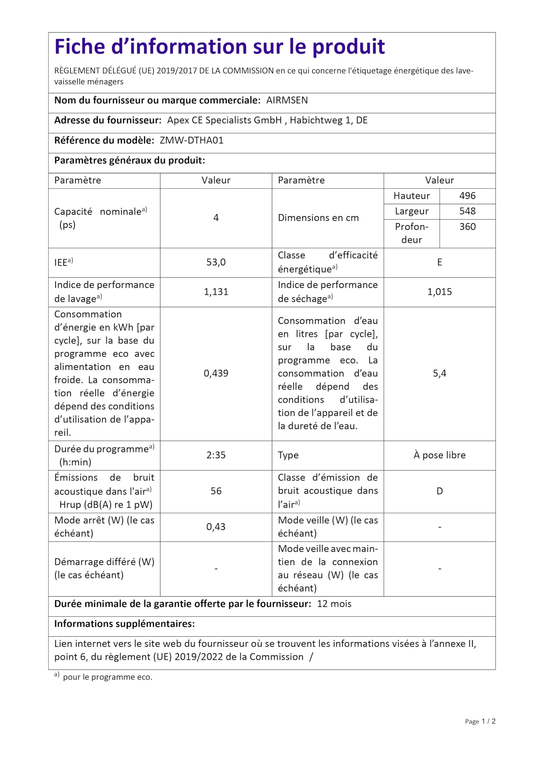 AIRMSEN Lave-vaisselle de Table Mini Lave-vaisselle avec 7+2 Programmes, Fonction Sel Adoucissant Commande Tactile Affichage à LED Réservoir d'Eau 5L,