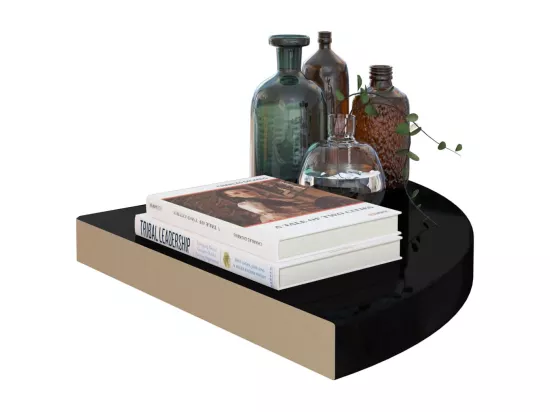 Étagères d'angle flottantes 4 pcs noir brillant 35x35x3,8cm MDF