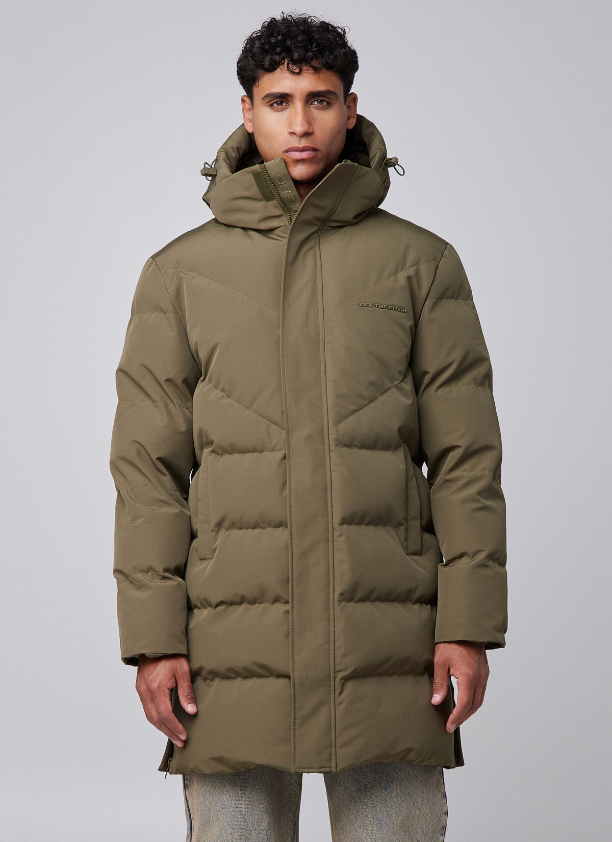 Off The Pitch Ripstop Longline Puffer Jack Groen