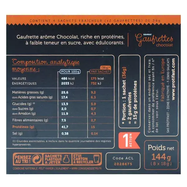 Protifast Salgadinho de Proteína com Chocolate - 8 unidades