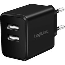 Chargeur secteur USB, 2x USB, 12 watts, noir