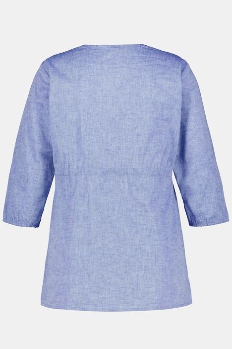 Bellieva-Bluse, A-Line, elastische Taille, 3/4-Ärmel, Biobaumwolle, GOTS