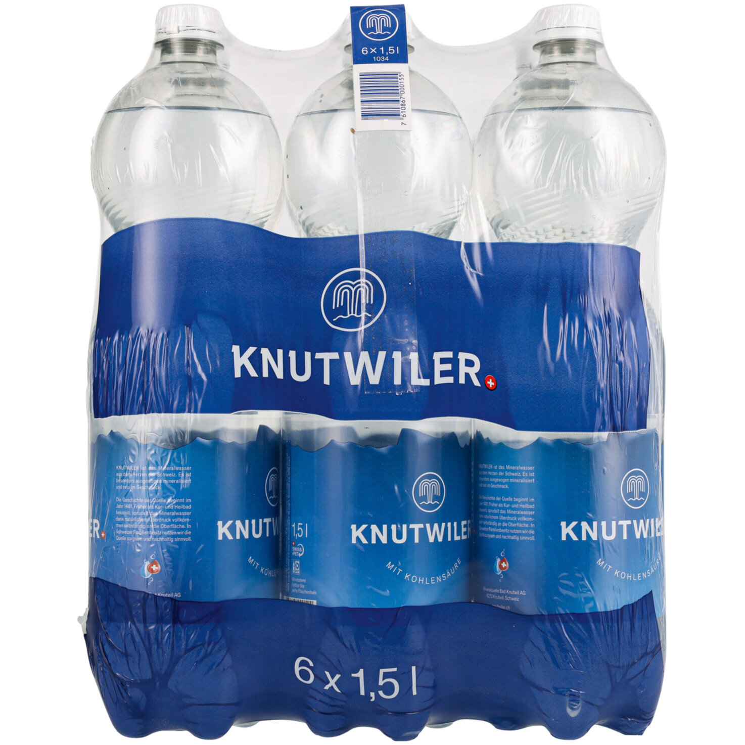 Knutwiler Blau Mineralwasser mit Kohlensäure 6x1,5l