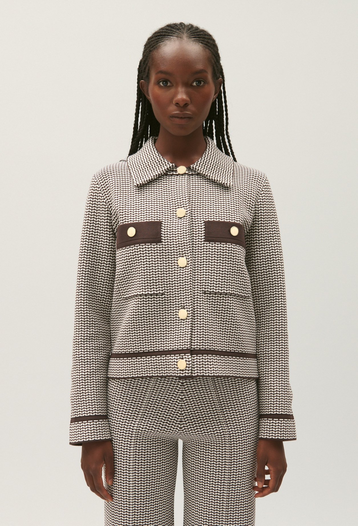 Veste maille jacquard bicolore