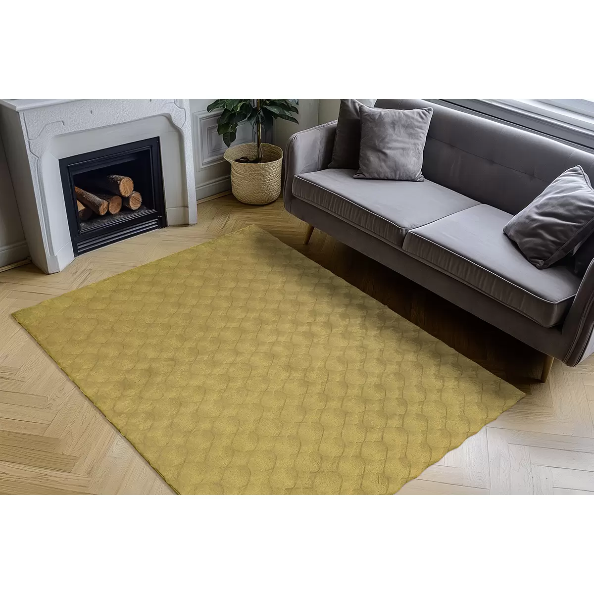 Hochflorteppich Diamond Cut Dunkelgelb