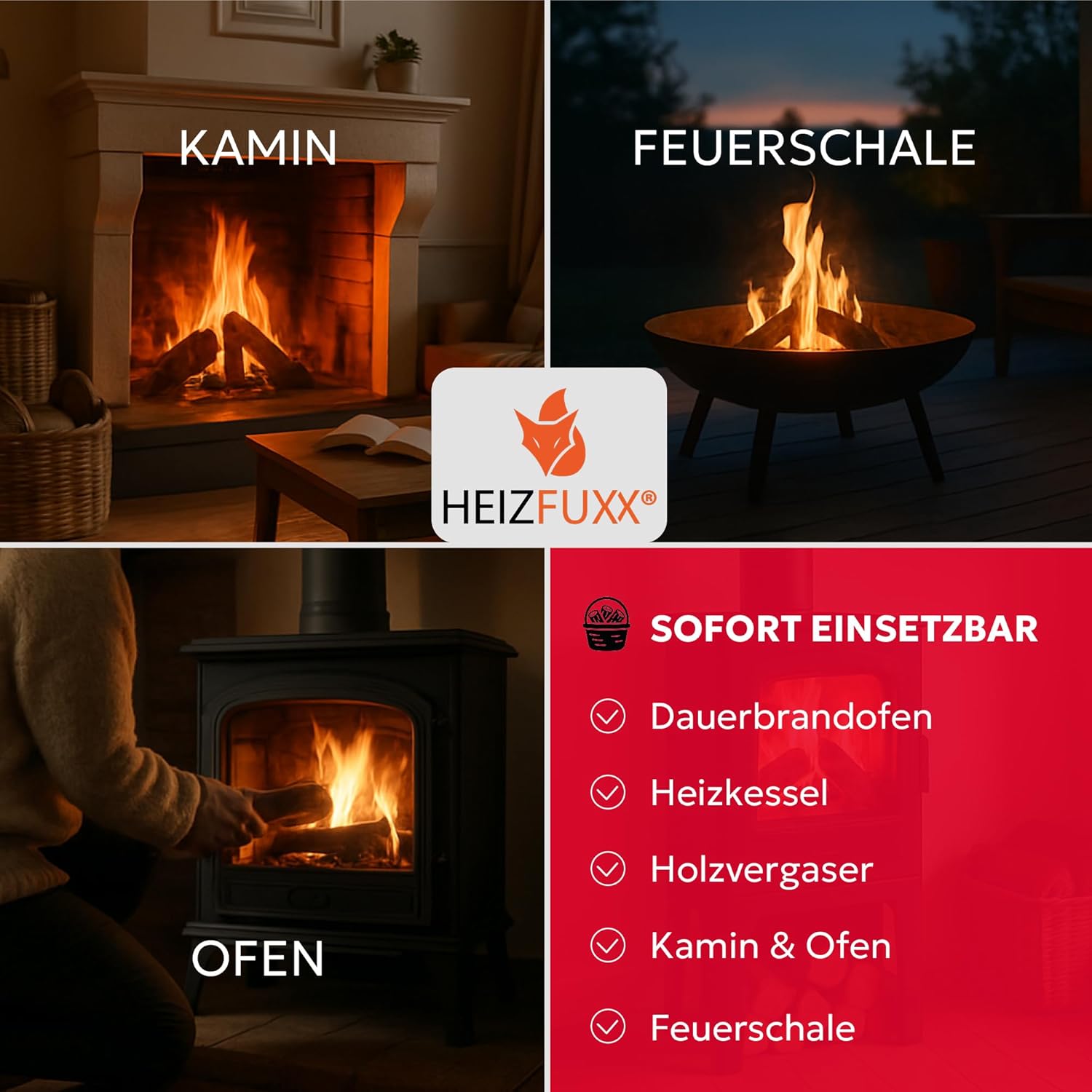Holzbriketts RUF Original Red - Hartholzbriketts Palette 300 kg (30x10 kg) - Premium Briketts für Kamin, Heizkessel & Ofen - Hoher Heizwert, geringer Aschegehalt & maximale Energieausbeute