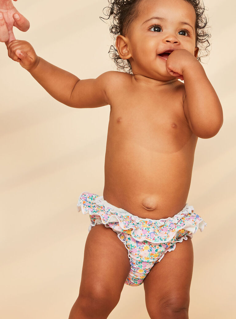 Maillot de bain rose et vert à imprimé fleuri
