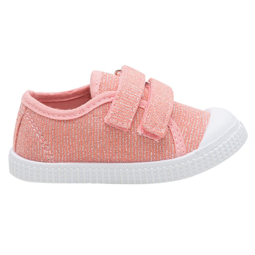 Baskets basses corail en toile mélangées de fils brillants du 20 au 23 - Rose