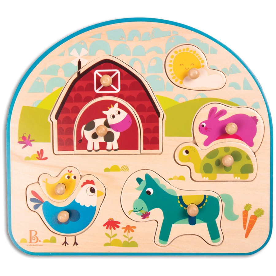 B.TOYS B. Animal Barnyard - Holzpuzzle Bauernhof 8-teilig Mehrfarbig