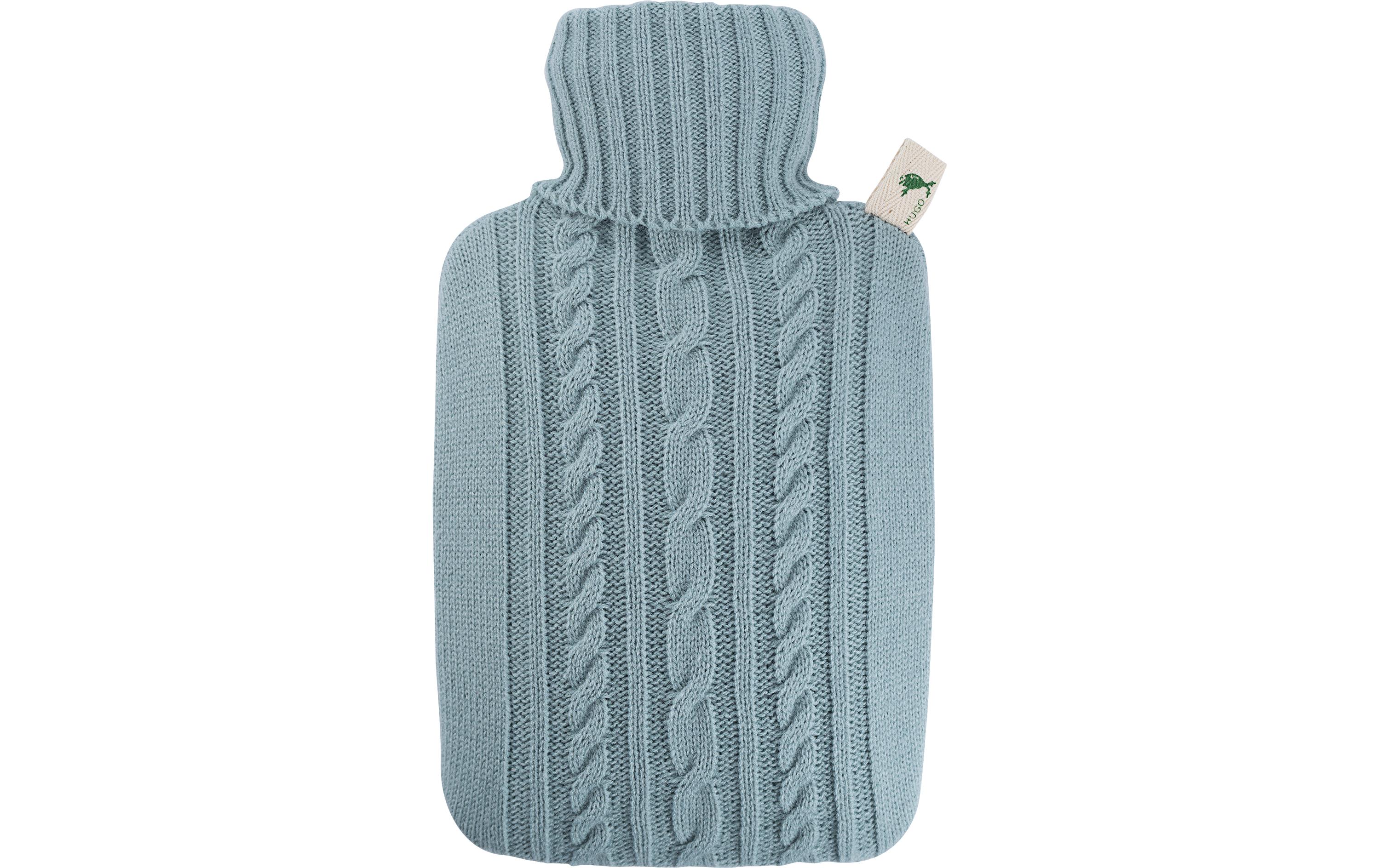 Wärmflasche PVC Strickbezug pastellblau 1.8 lWärmende Bettflasche