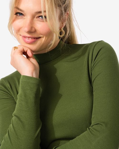 top femme Clara côtelé vert foncé
