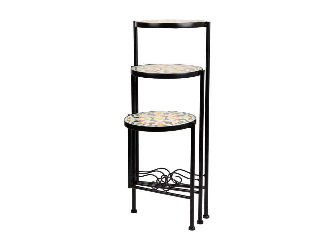 Ensemble de 3 supports en mosaïque et métal noirs
