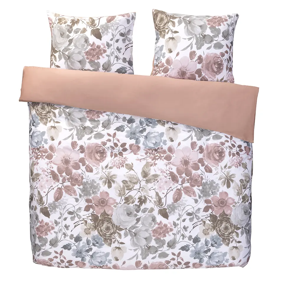 Royal dekbedovertrek Nova bloemen - wit/roze - 200x200/220 cm