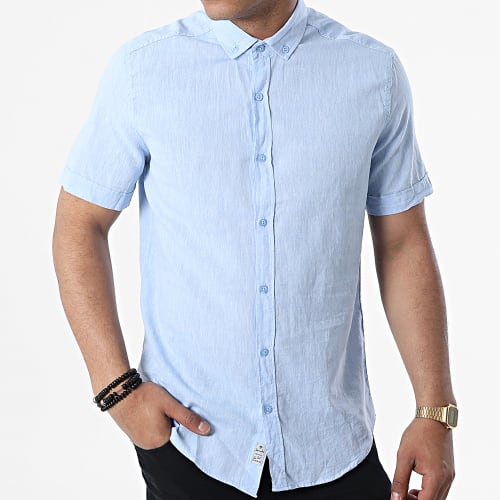 Chemise A Manches Courtes JMC-853 Bleu Clair Chiné