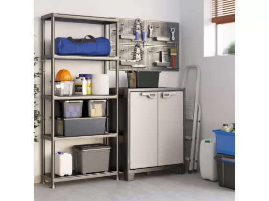Armoire de rangement basse Titan Noir et gris 100 cm