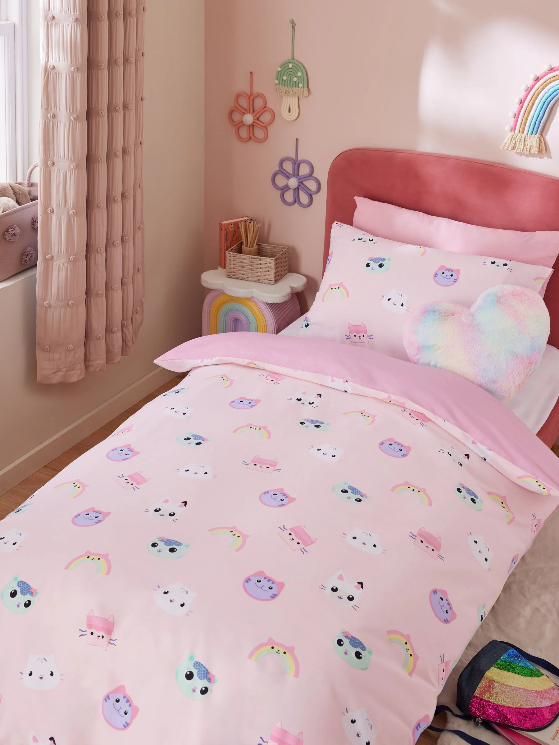 Gabby's Dollhouse - Regenboog - Set van dekbedovertrek en kussensloop