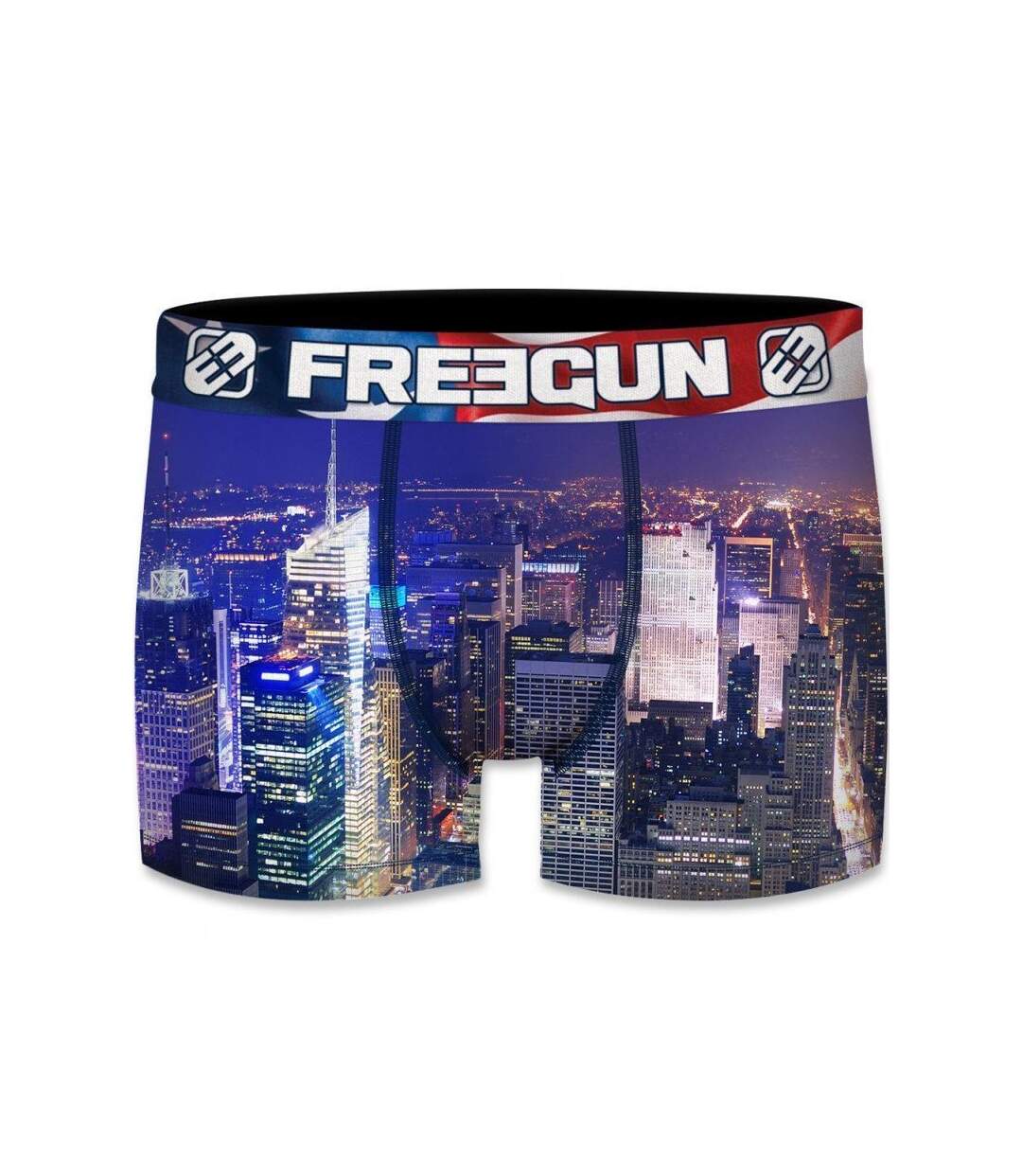 FREEGUN Boxer Homme Microfibre USA Bleu Rouge PREMIUM