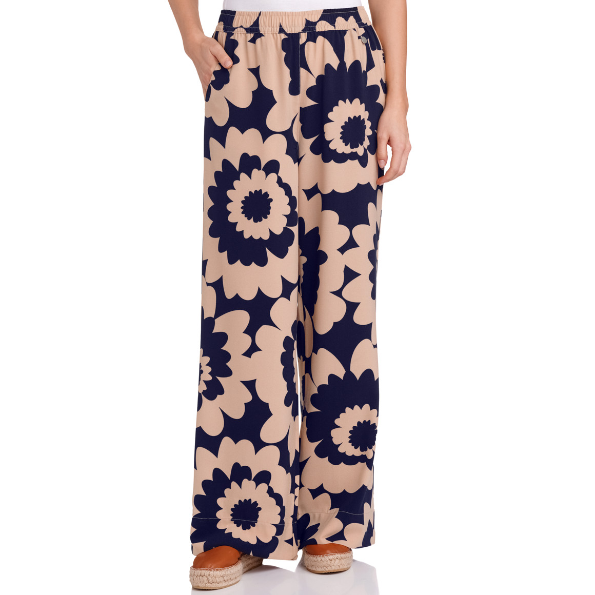 Gina Benotti Damen Hose im Retro-Look beige / dunkelblau