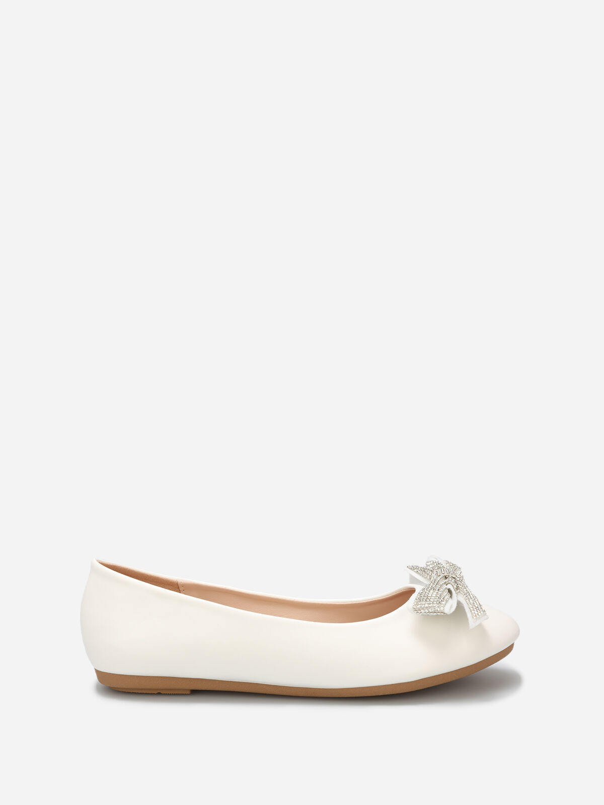 Ballerines à noeud en strass- Blanc