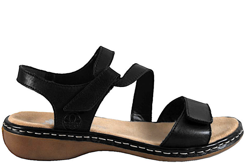 RIEKER SORT SANDAL MED BAGREM