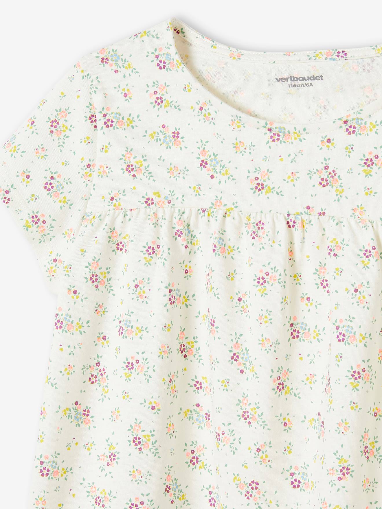 Blusa estilo camiseta floral azul claro para meninas