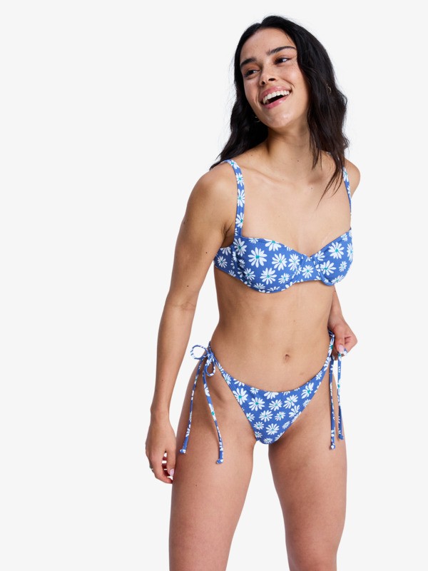 Printed Essentials Tanga High Leg Bas de bikini échancré Bleu Femme