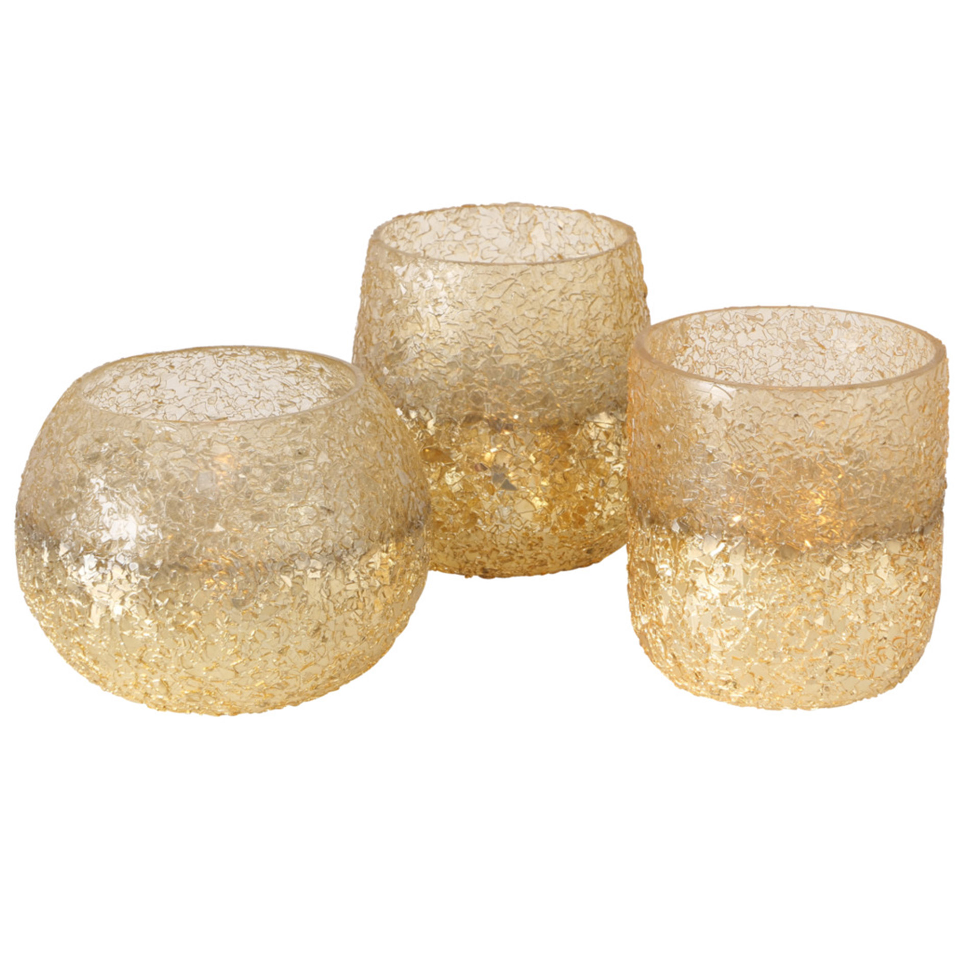Windlicht - gold - sortiert - Glas