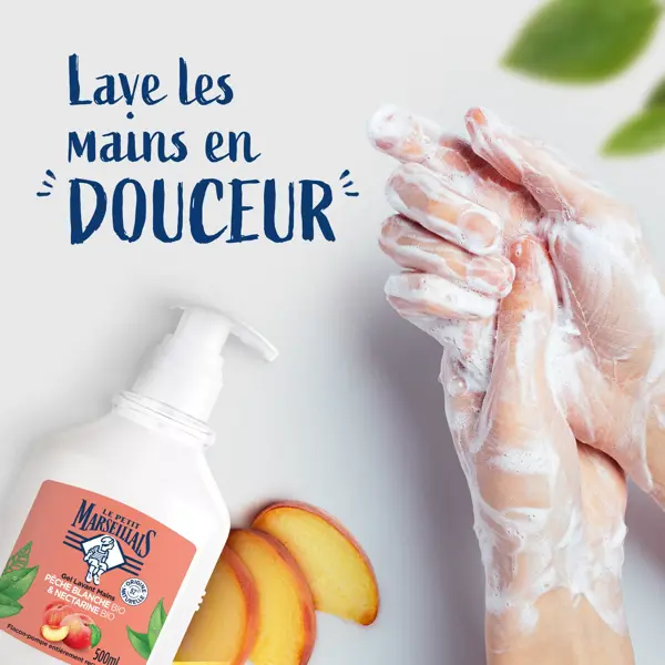 Gel de limpeza para mãos Le Petit Marseillais Pêssego Branco e Nectarina 500ml