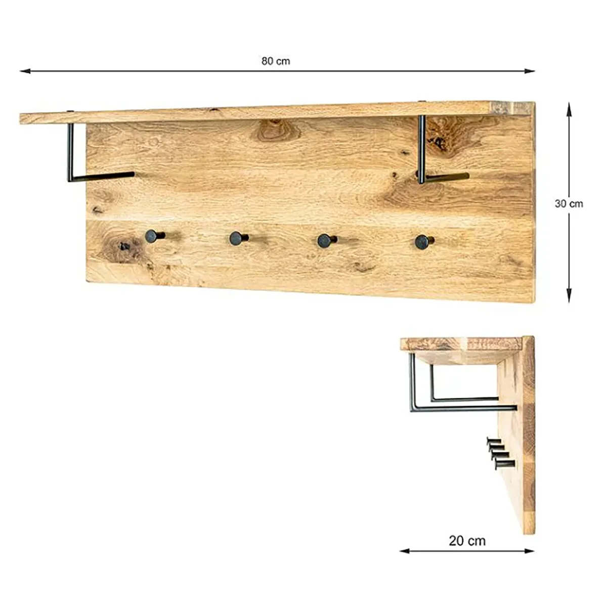 Pegane Garderobe Murale - Bois Chêne et Métal