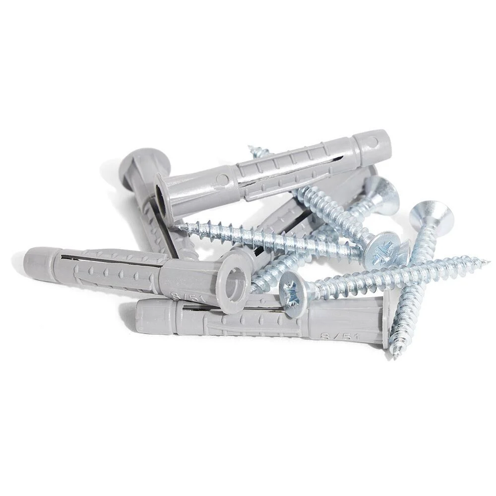 5 chevilles universelles en nylon tous matériaux avec vis - Ø8x50 mm