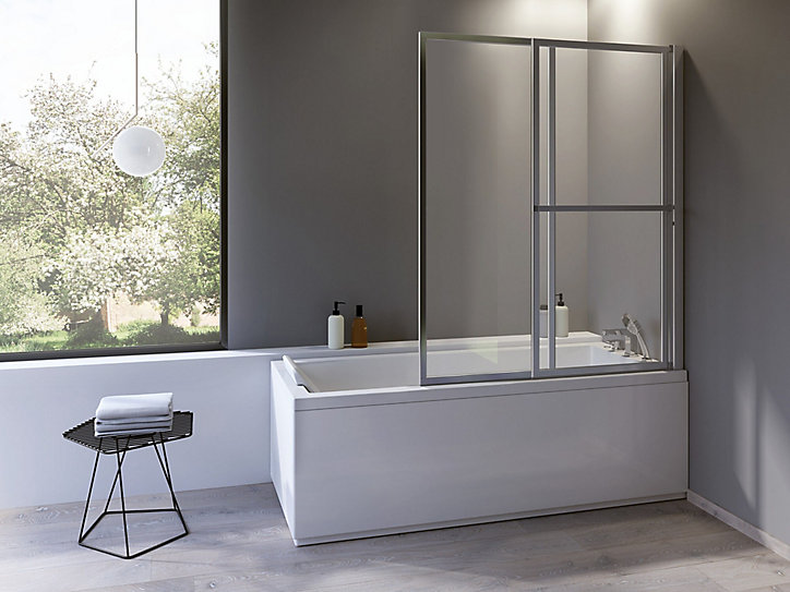 Pare-baignoire argent 2 volets relevable Atelier du bain
