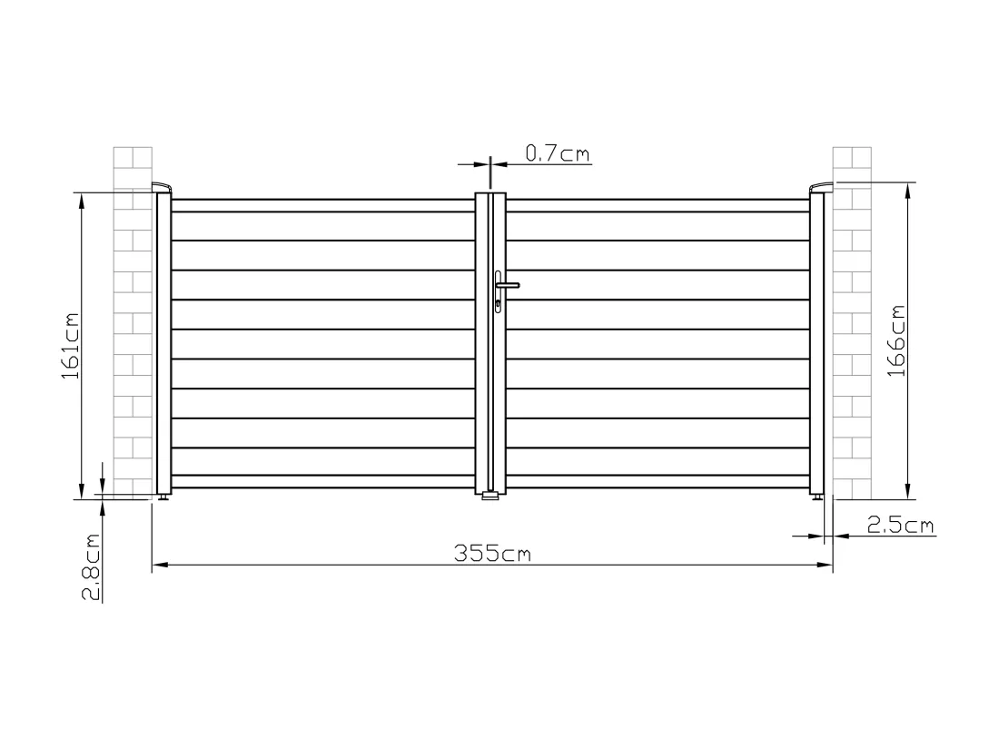 Portail battant aluminium plein L355 x H166 cm anthracite - NAZARIO