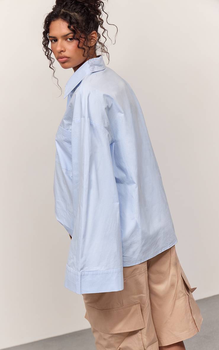 Bleu Chemise Oversize En Coton À Manches Larges