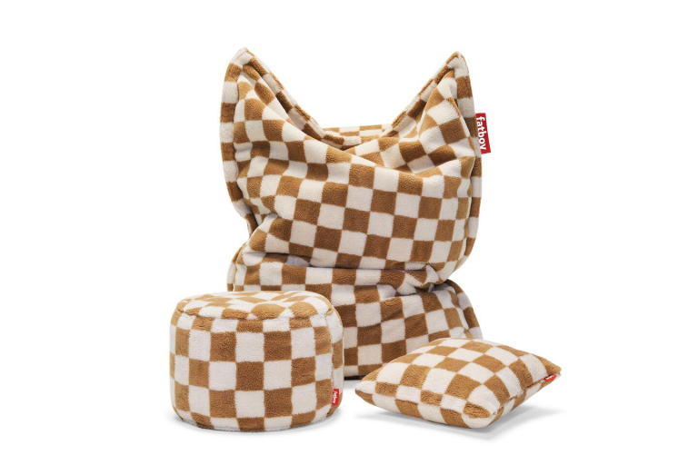 Fatboy Point Teddy poef chess Almond Creme