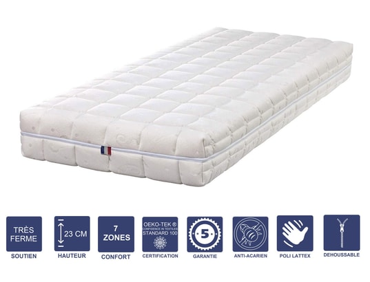 LITERIE JULIEN - Matelas Latex Naturel + Alèse 140x190 x 23 cm Très Ferme - T...