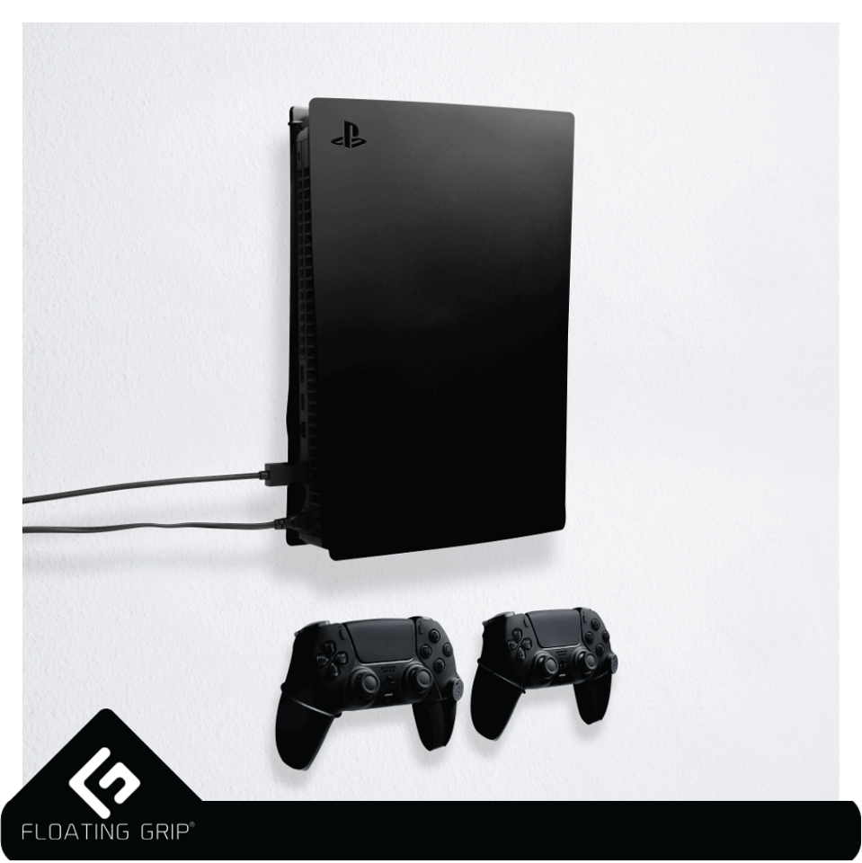 Floating Grip Playstation 5 Wall Mounts by Floating Grip - Black Bundle