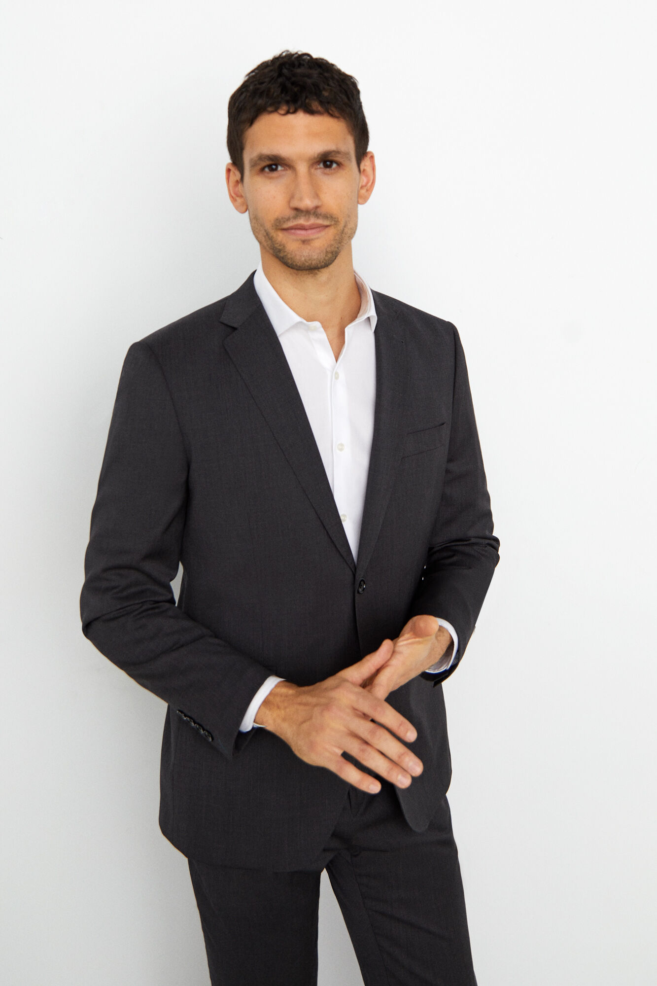 Blazer liso de corte ajustado - Cinza escuro