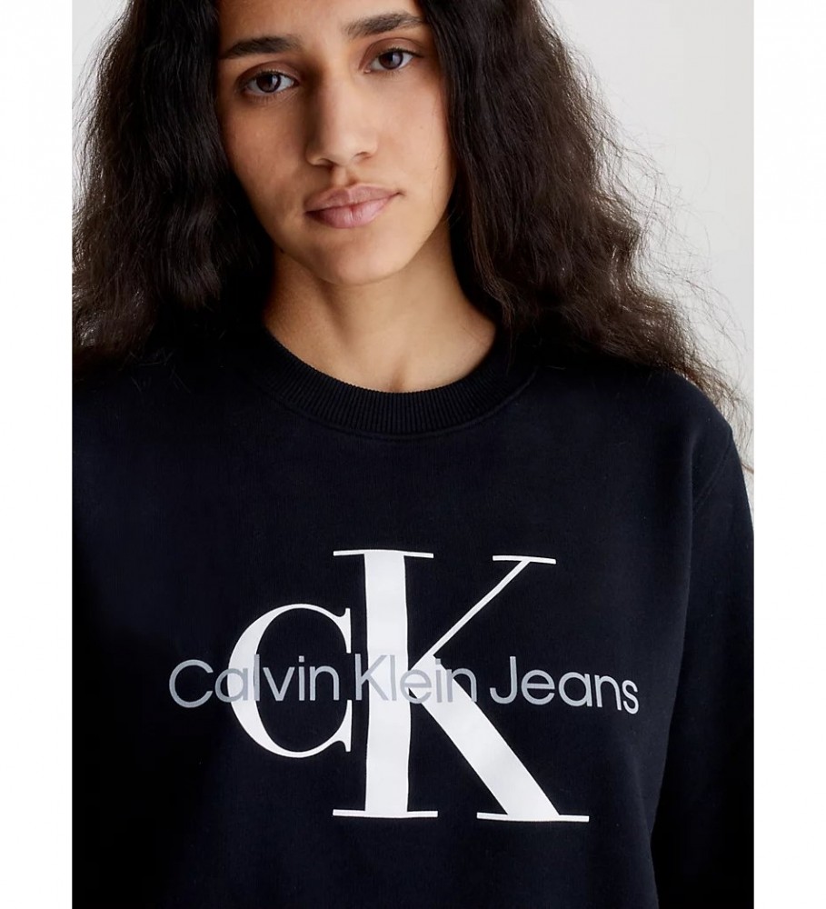 Moletom preto com monograma da Calvin Klein Jeans
