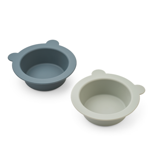 Liewood Peony 2-pak Skål, Whale Blue/Dove Blue