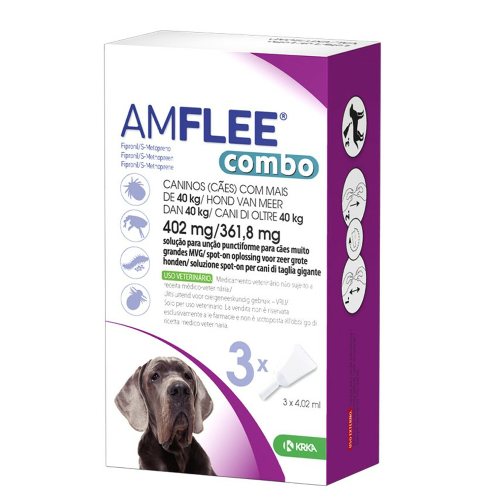 Amflee Spot On Combo Anti Vlooien en Teken Druppels Hond >40kg3 pipetten