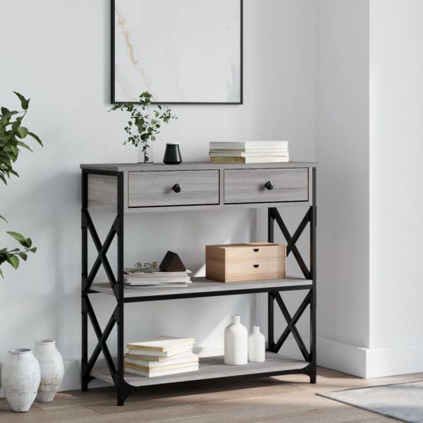 Consola de Entrada Perla com 2 Gavetas de 75 cm Cinzento Design Moderno