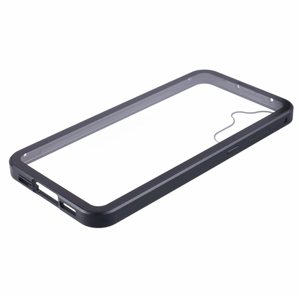 Samsung Galaxy A55 Magnetische Alu Schutzhülle mit Panzer Glas Backcover   Displayschutz (Magnet-Technologie) - Schwarz