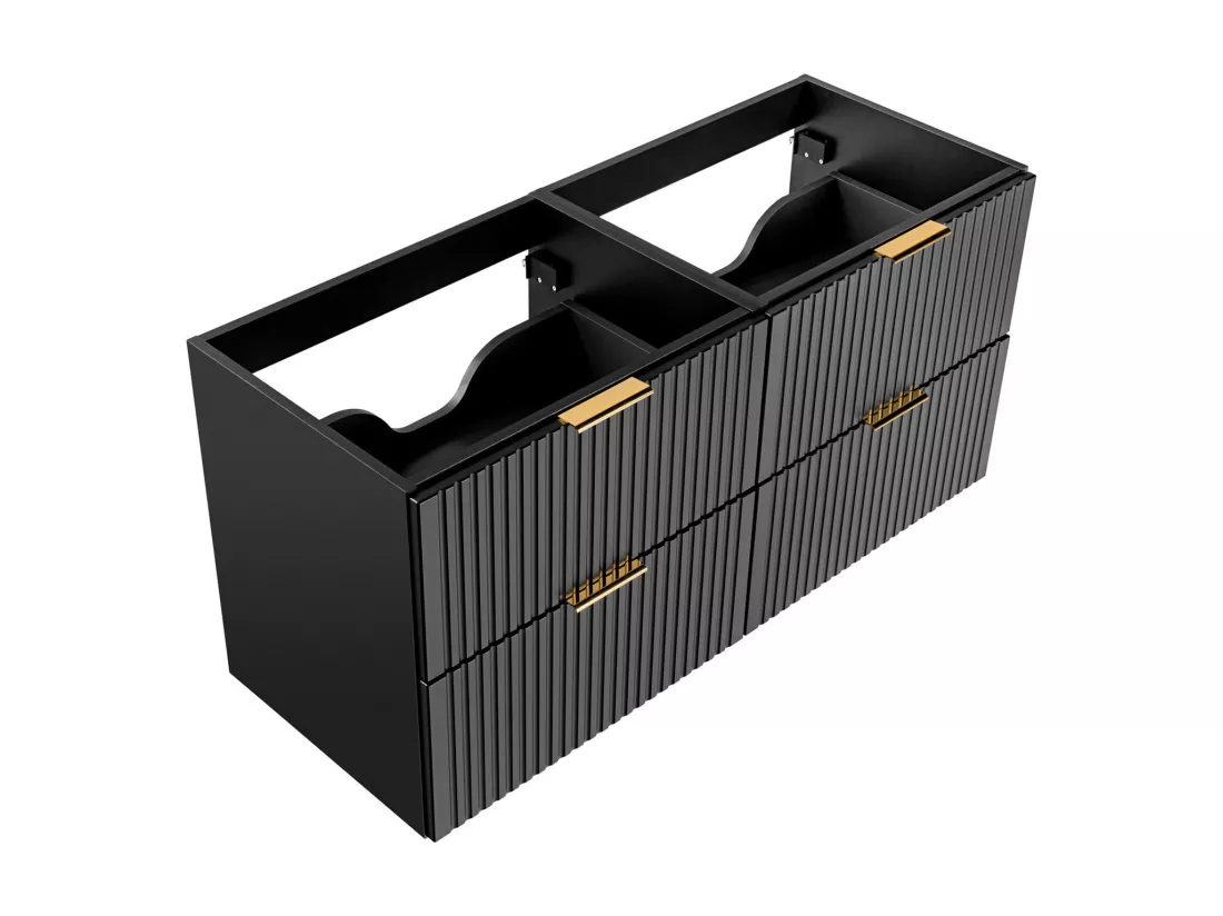 Meuble sous vasque suspendu strié - Noir - L120 cm - ZEVARA