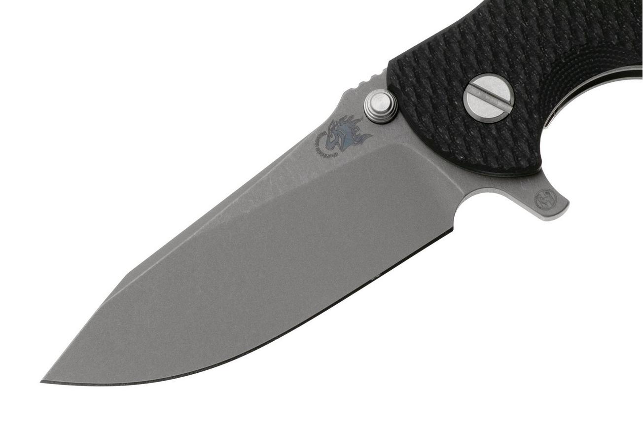 Rick Hinderer Jurassic Slicer, Hollow Ground Magnacut, Working Finish, Black G10, zakmes