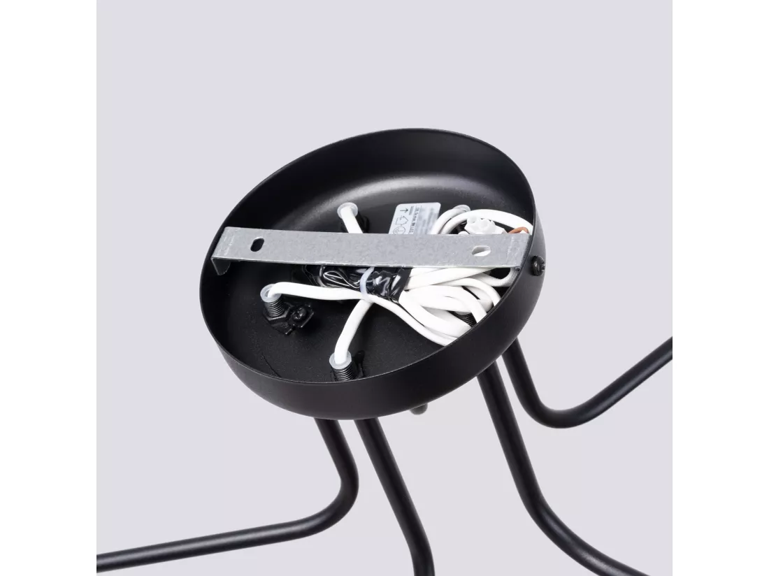 Lustre Astral minimaliste en acier/verre - 5 sources lumineuses - L.58 x H.29 cm - noir/blanc