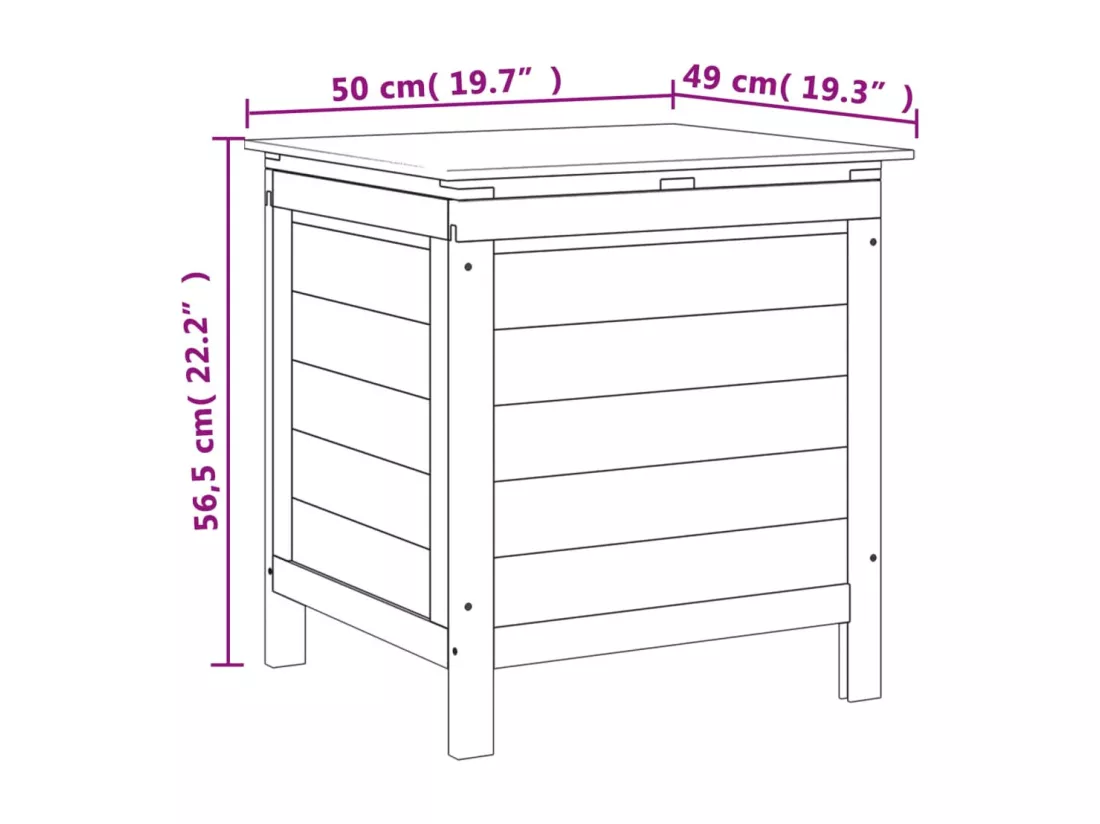 Boîte de rangement de jardin anthracite bois massif de sapin